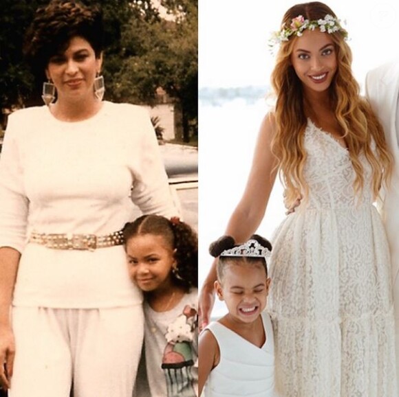 Beyoncé avec sa fille Blue Ivy face à sa mère (et elle quand elle était petite). Photo postée le 10 mai 2015