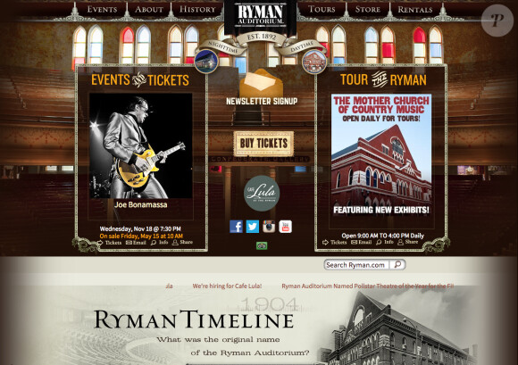 L'Auditorium Ryman à Nashville, haut lieu de la musique country où le chanteur Tyler Farr a demandé en 2015 sa compagne Hannah en mariage.