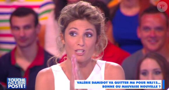 Valérie Damidot - Son choix de quitter M6 pour NRJ12 critiqué par les chroniqueurs de Touche pas à mon poste (D8), Gilles Verdez et Caroline Ithurbide. Le 11 mai 2015.