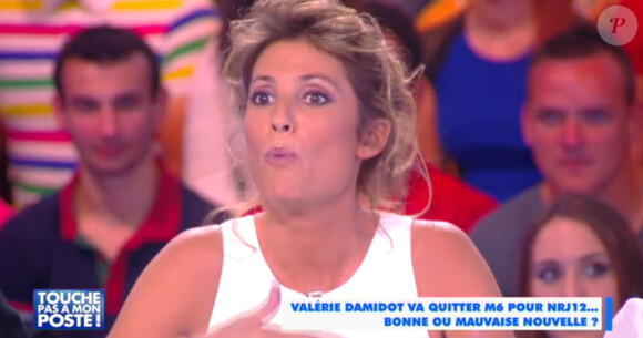 Valérie Damidot - Son choix de partir de M6 pour NRJ12 très critiqué par les chroniqueurs dans Touche pas à mon poste (D8), Gilles Verdez et Caroline Ithurbide. Le 11 mai 2015.