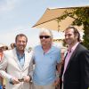 Exclusif - Bernard Montiel, Sir Richard Branson et Amar Abdelhadi, PDG du Jnan Amar Polo Resort - British Polo Day au Jnan Amar Polo Club à Marrakech au profit de la Fondation Eve Branson le 25 avril 2015.