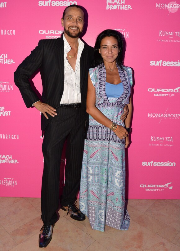 Exclusif - Leroy Gomez ( chanteur du groupe Santa Esmeralda) et Sandra Zeitoun De Matteis - Soirée dans la suite Sandra and Co au 63 la croisette à Cannes le 13 mai 2015.
