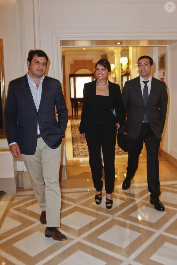 Exclusif - Michelle Rodriguez et Haig Avakian et Mohammed al Turki - Soirée Swarovski et Hollywood Reporter à l'Intercontinental Carlton lors du 68e festival de Cannes le 14 mai 2015. 