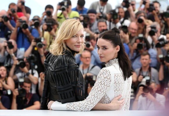 Cate Blanchett et Rooney Mara - Photocall du film "Carol" lors du 68e Festival International du Film de Cannes le 17 mai 2015