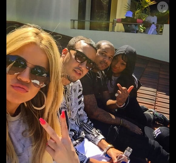 Khloé Kardashian, French Montana, Chinx, Malika Haqq et Diddy à Miami. Mars 2015.