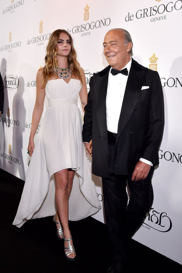 Cara Delevingne et Fawaz Gruosi assistent à la soirée "Divine" organisée par de Grisogono à l'hôtel Eden Roc au Cap d'Antibes. Le 19 mai 2015.