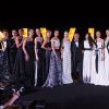 Fawaz Gruosi et les mannequins du défilé Gyunel (collection couture 2015) lors de la soirée "Divine" organisée par de Grisogono à l'hôtel Eden Roc au Cap d'Antibes. Le 19 mai 2015.