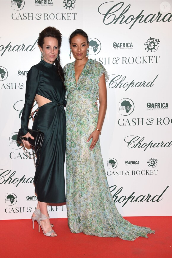 Julie Brangstrup et Selita Ebanks assistent à la soirée de la course caritative "Cash & Rocket" organisée par Chopard, partenaire de l'événement. Cannes, le 19 mai 2015.