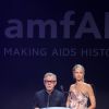 Harvey Keitel, Karolina Kurkova - Photocall de la soirée "AmfAR's Cinema Against AIDS" à l'hôtel de l'Eden Roc au Cap d'Antibes le 21 mai 2015, lors du 68e festival du film de Cannes.
