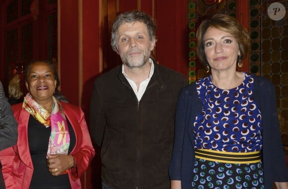 Exclusif - Christiane Taubira, Stéphane Guillon et Marisol Touraine - 100e de la pièce "Le Systême" au théâtre Antoine à Paris le 21 mai 2015.