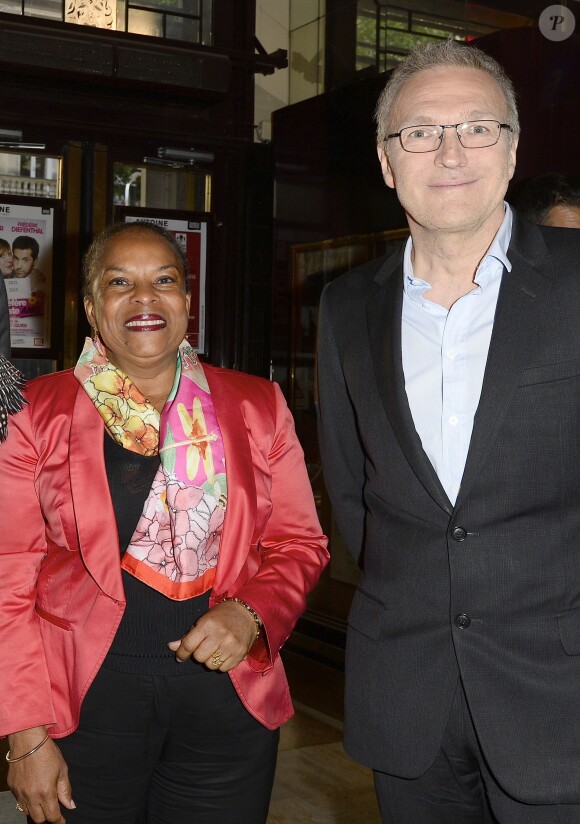 Exclusif - Christiane Taubira et Laurent Ruquier - 100e de la pièce "Le Systême" au théâtre Antoine à Paris le 21 mai 2015.