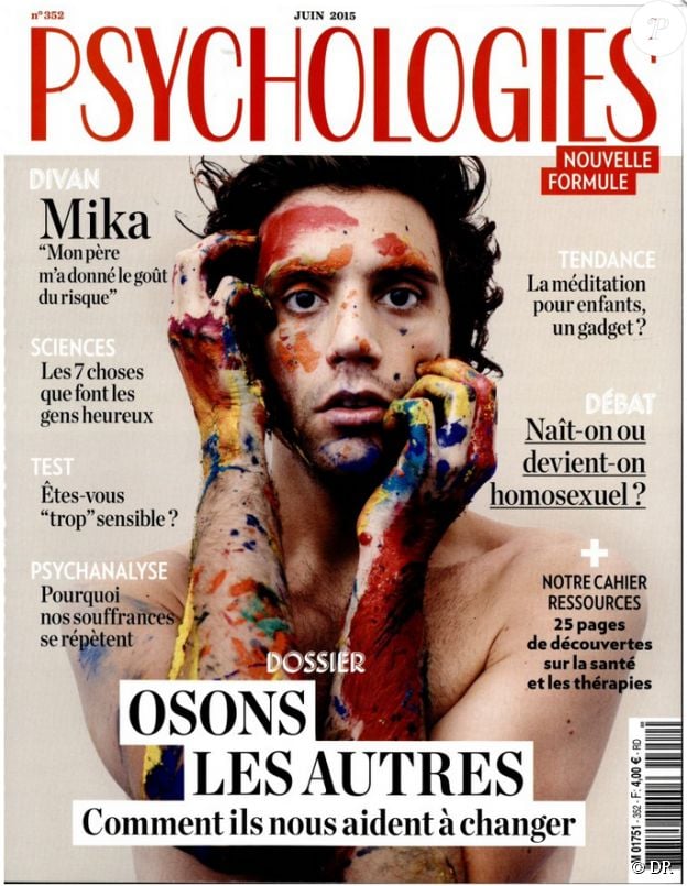 Mika en couverture de Psychologies, mai 2015.