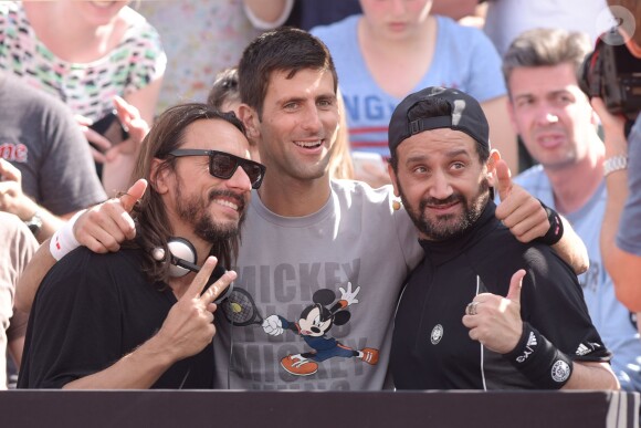 Bob Sinclar, Novak Djokovic et Cyril Hanouna lors du Kid's Day à Roland-Garros le 23 mai 2015 à Paris