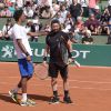 Gaël Monfils et Cyril Hanouna lors du Kid's Day à Roland-Garros le 23 mai 2015 à Paris