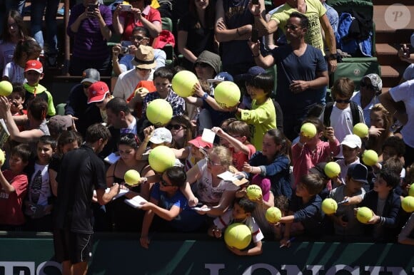 Gilles Simon lors du Kid's Day à Roland-Garros le 23 mai 2015 à Paris