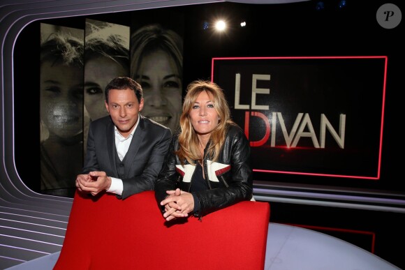 Exclusif - Enregistrement de l'émission Le Divan présentée par Marc-Olivier Fogiel, avec Mathilde Seigner en invitée, le 4 mai 2015.