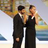 Tahar Rahim, Emmanuelle Bercot (prix d'interprétation féminine pour le film "Mon Roi") - Cérémonie de clôture du 68e Festival International du film de Cannes, le 24 mai 2015.