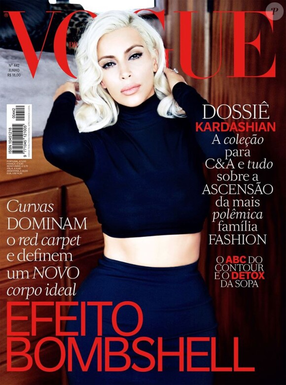 Kim Kardashian, photographiée par Ellen von Unwerth pour Vogue Brasil. Numéro de juin 2015.