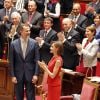 Le roi Felipe VI et la reine Letizia d'Espagne, José Manuel García-Margallo, Manuel Valls, Laurent Fabius, Ségolène Royal - Le couple royal d'Espagne a été reçu par le président de l'Assemblée Nationale à l'Hôtel de Lassay, avant de se rendre dans l'hémicycle, où le roi d'Espagne a prononcé un discours. le 3 juin 2015  The King and the Queen of Spain arriving at the National Assembly in Paris. On june 3rd 201503/06/2015 - Paris