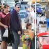 Ben Affleck avec les enfants Seraphina et Samuel au Farmers Market de Pacific Palisades, le 7 juin 2015.