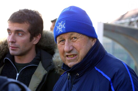 Guy Roux lors d'un match OM-Auxerre en janvier 2002