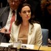 La superbe actrice Angelina Jolie intervient devant le Conseil de sécurité de l'ONU, en sa qualité d'envoyée spéciale du Haut commissariat de l'ONU, le vendredi 24 avril 2015
