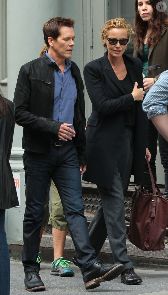 Kevin Bacon et Natalie Zea film sur le tournage de 'The Following' a New York le 16 septembre 2013