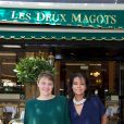  Catherine Mathivat et Sophie Douzal - D&eacute;jeuner "P&egrave;res et Filles" au restaurant "Les deux Magots" &agrave; Paris. Le 16 juin 2015 