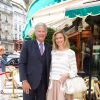 Pierre Dhostel et sa fille Caroline Bellemare - Déjeuner "Pères et Filles" au restaurant "Les deux Magots" à Paris. Le 16 juin 2015 