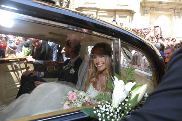 Le footballeur espagnol Fernando Llorente et sa jolie Maria Lorente se marient à Saint-Sébastian, le 20 juin 2015.
