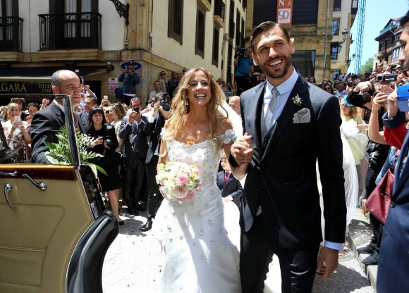 Le footballeur Fernando Llorente et sa ravissante Maria Lorente se marient à Saint-Sébastian, le 20 juin 2015.