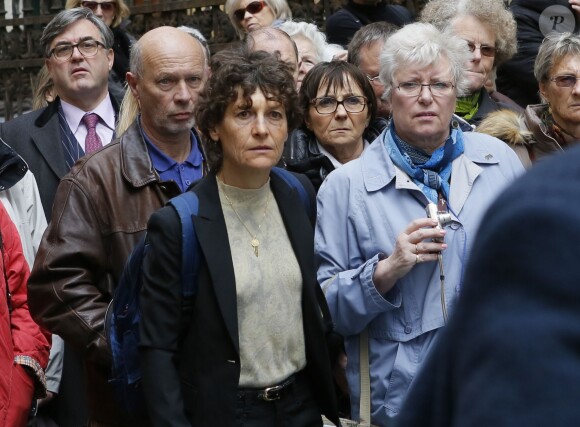 Jeannie Longo lors des obsèques de la navigatrice Florence Arthaud en l'église Saint-Séverin à Paris, le 30 mars 2015