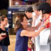 Guillaume Canet et Jessica Springsteen félicités par Caroline de Hanovre et Charlotte Casiraghi lors de la Pro Am Cup lors du Jumping International de Monaco, le 26 juin 2015