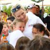 Exclusif - La princesse Charlène de Monaco participe à l'opération "Water Safety, pour la prévention de la noyade" à playa Baggia sur la plage de Palombaggia à Porto-Vecchio en Corse le 23 Juin 2015.