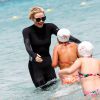Exclusif - La princesse Charlène de Monaco a participé à l'opération "Water Safety, pour la prévention de la noyade" à playa Baggia sur la plage de Palombaggia à Porto-Vecchio en Corse le 23 Juin 2015.
