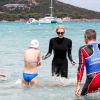 Exclusif - La princesse Charlène de Monaco a participé à l'opération "Water Safety, pour la prévention de la noyade" à playa Baggia sur la plage de Palombaggia à Porto-Vecchio en Corse le 23 Juin 2015.