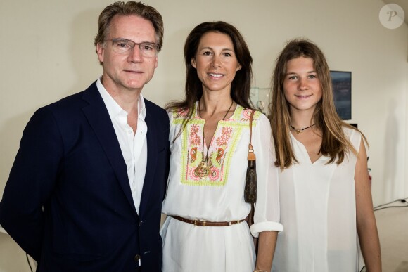 Exclusif - Olivier Royant, sa fille Hermine et sa femme Delphine - Photocall lors de la soirée du Grand Prix Longines Global Champions Tour lors du Longines Paris Eiffel Jumping au Champ-de-Mars à Paris, le 4 juillet 2015.