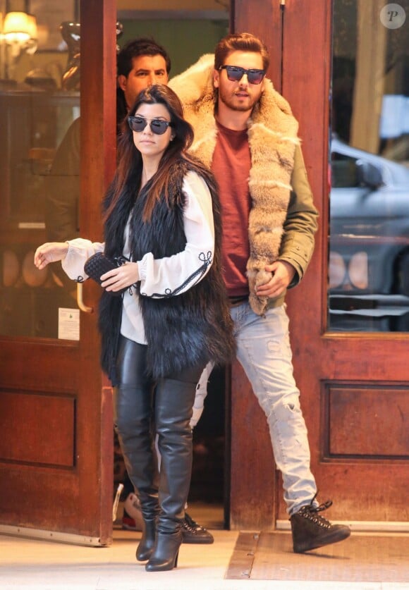 Kourtney Kardashian et Scott Disick vont déjeuner au restaurant Cipriani à New York, le 24 février 2014. 