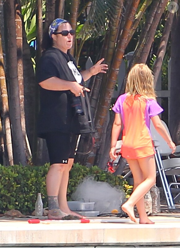 Rosie O'Donnell en vacances avec sa famile à Miami, le 12 avril 2012