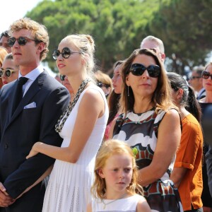 Charlotte Casiraghi, Pierre Casiraghi et sa fiancée Beatrice Borromeo. La famille princière de Monaco célébrait le 11 juillet 2015 autour du prince Albert II et de la princesse Charlene les 10 ans de l'avènement du souverain monégasque.