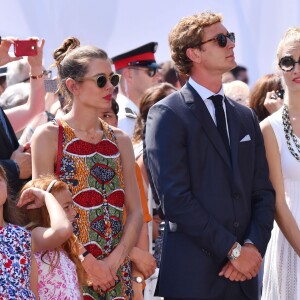 Charlotte Casiraghi, Pierre Casiraghi et sa fiancée Beatrice Borromeo. La famille princière de Monaco célébrait le 11 juillet 2015 autour du prince Albert II et de la princesse Charlene les 10 ans de l'avènement du souverain monégasque.