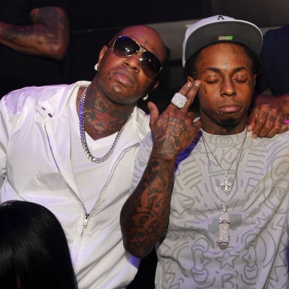Birdman, Lil Wayne, Mack Maine et Nicki Minaj à Miami. Avril 2012.