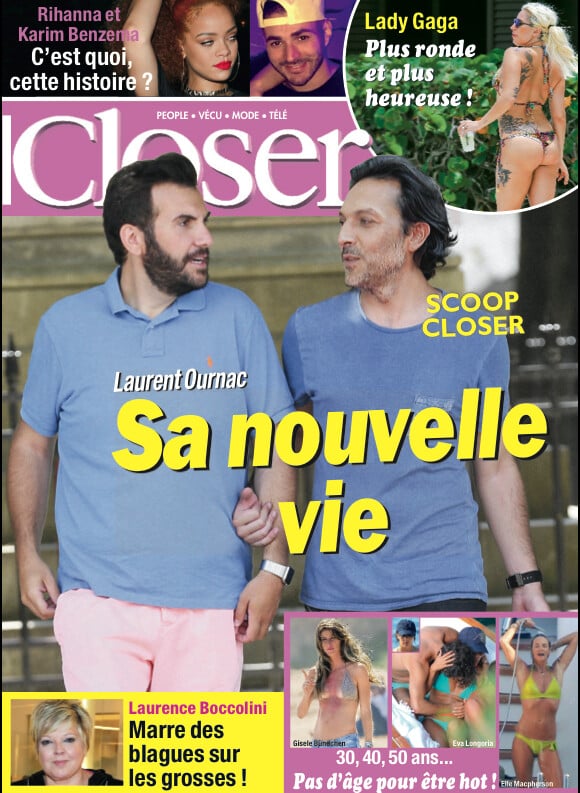 La nouvelle vie de Laurent Ournac avec Olivier Sitruck. (Fausse) couverture du magazine Closer. Les deux acteurs seront du 8 au 12 septembre au Casino de Paris dans la pièce Le Gai Mariage.