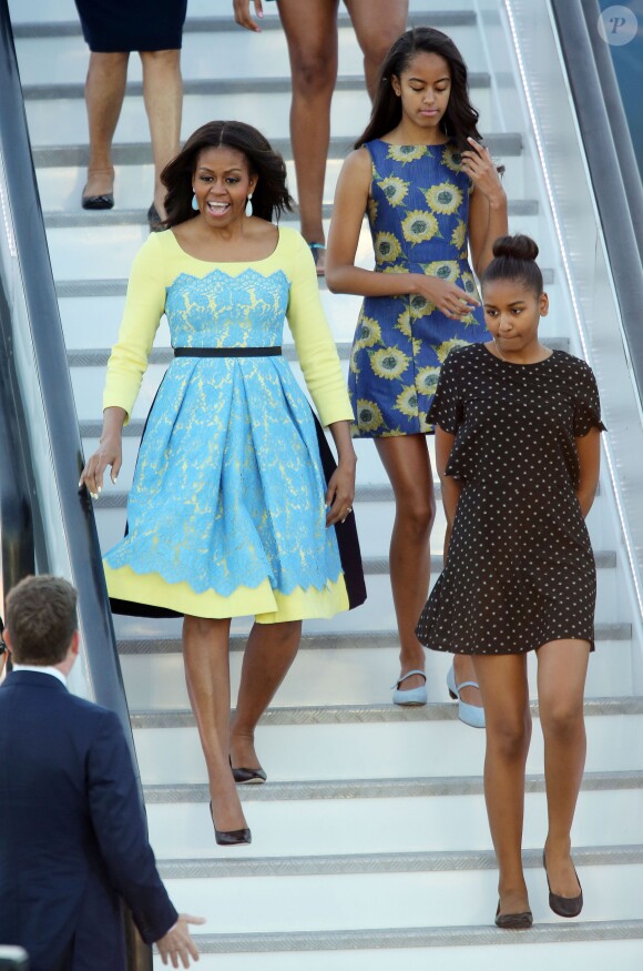 Michelle Obama et ses filles Malia et Sasha à Essex, en Angleterre. Le 15 juin 2015.