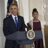 Barack Obama et ses filles Sasha à Malia à la Maison Blanche. Washington, le 26 novembre 2014.