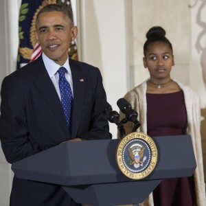 Barack Obama et ses filles Sasha à Malia à la Maison Blanche. Washington, le 26 novembre 2014.