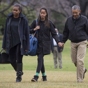 Michelle, Barack et Malia Obama à la Maison Blanche. Washington, le 4 janvier 2015.