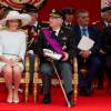 Le roi Philippe et la reine Mathilde de Belgique ont assisté avec leurs enfants la princesse Elisabeth (13 ans), le prince Gabriel (11 ans), le prince Emmanuel (9 ans) et la princesse Eléonore (7 ans) au défilé militaire lors de la Fête nationale le 21 juillet 2015