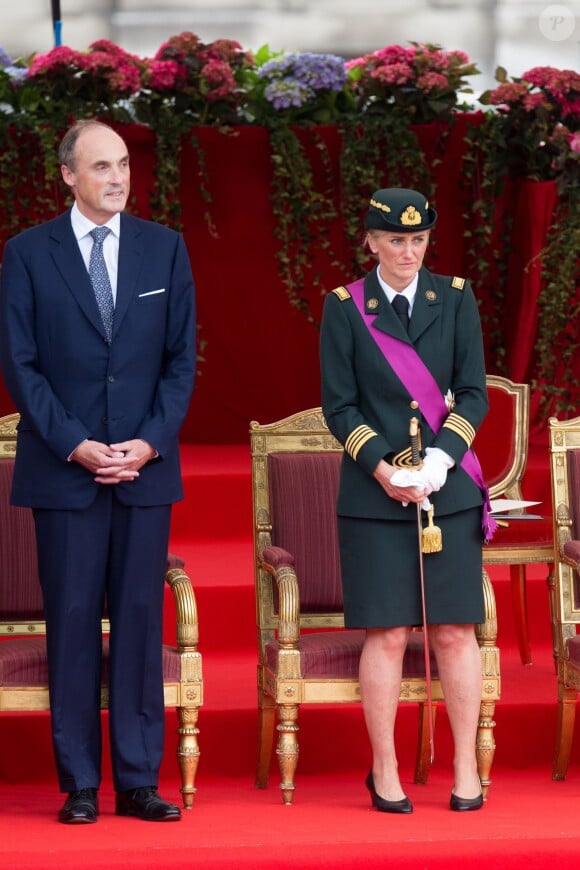 La prince Lorenz et la princesse Astrid de Belgique lors du défilé militaire de la Fête nationale le 21 juillet 2015 à Bruxelles