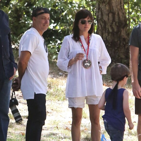 Selma Blair et son ex-mari Jason Bleick organisent une fête d' anniversaire pour les 4 ans de leur fils Arthur à Los Angeles, le samedi 25 juillet 2015.